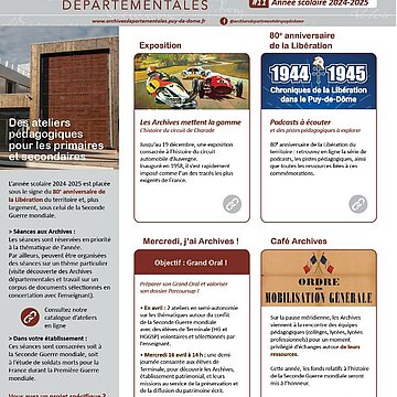 Année scolaire 2024-2025 - La lettre des Archives départementales du Puy-de-Dôme